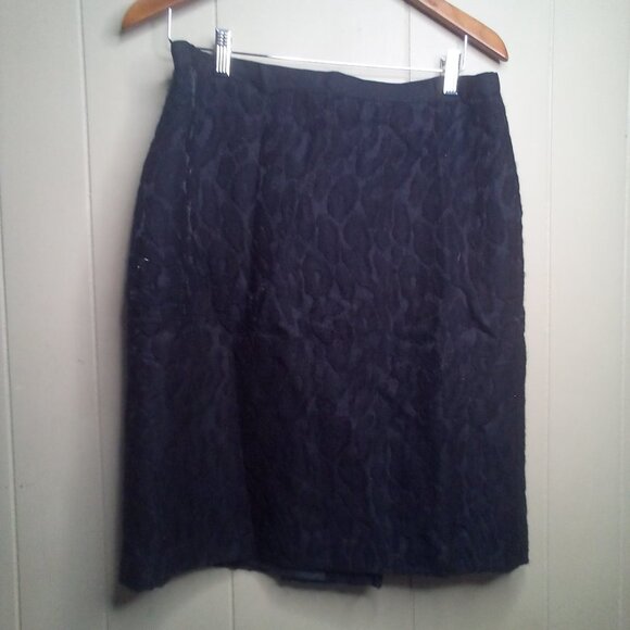 Ann Taylor Skirt 12 Textured Wool Blend Black - Picture 12 of 14